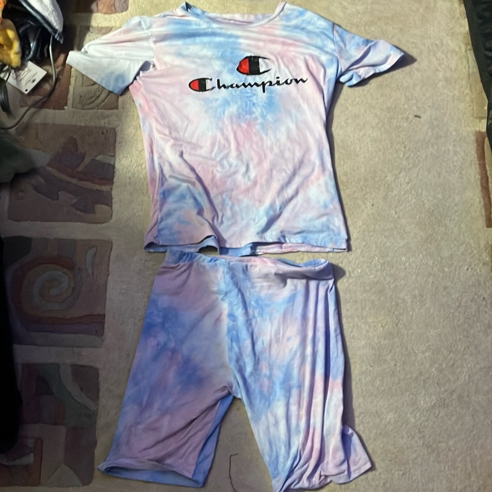 Blue and pink tie dye set